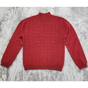 Vintage 90s tabi International Mock Neck Cable Knit Wool Sweater XS Red Preppy